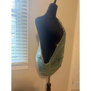 Sash Leather Bag in blue distressed color crescent sling crossbody bag